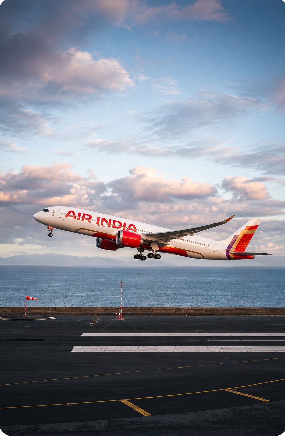 Airplane taking off from airport runway